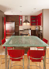 salle a manger cuisine rouge faucher signature - Architecture - Photographe Claude Mathieu - Studio PUB PHOTO